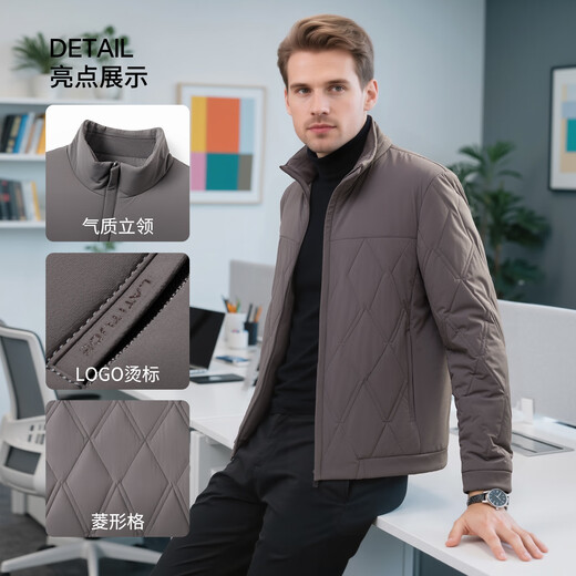 MONTAGUT men's cotton-padded coat in winter, sheep wool warm and soft, comfortable, simple and versatile, stand-up collar cotton coat, navy 2XL