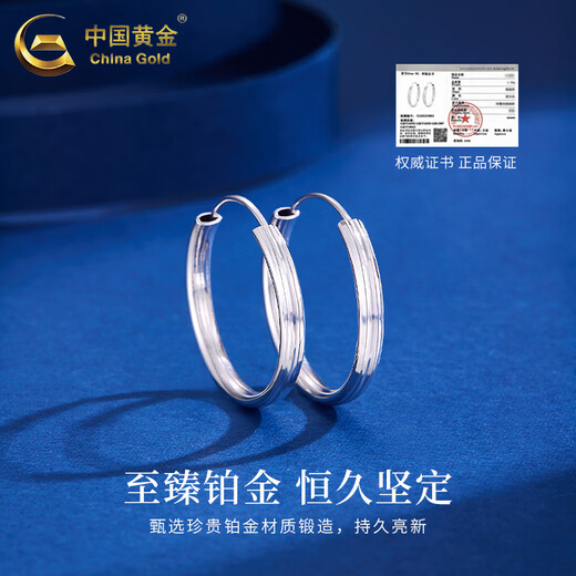 CHINA GOLD PT950 platinum plain earrings for women, new platinum earrings, Valentine's Day birthday gift for girlfriend, platinum plain earrings, one pair, about 4.5g