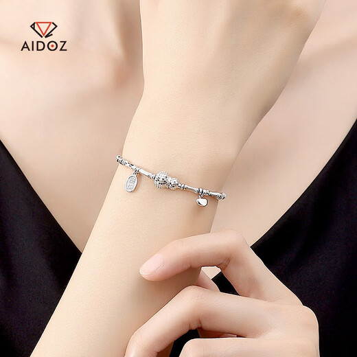 Aido diamond pt950 platinum gourd bracelet for women genuine platinum Fulu bamboo bracelet to attract wealth and fortune brand ingot bracelet Fulu bamboo bracelet 10.9-11.1g length 16+3cm