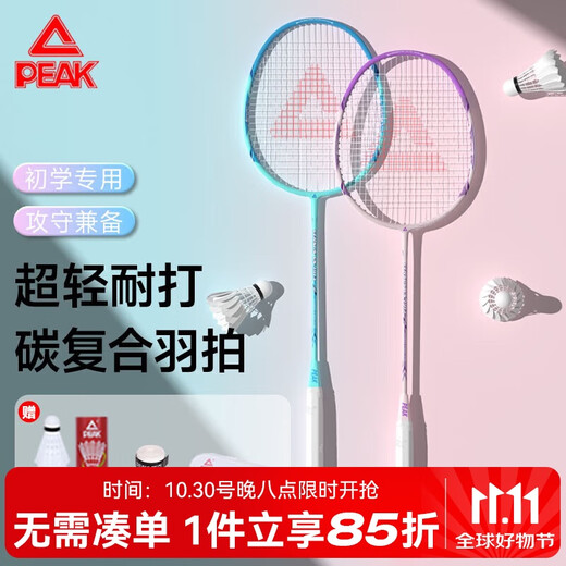 匹克羽毛球拍对拍专业级碳复合超轻耐打成人儿童套装双拍1913PRO蓝粉
