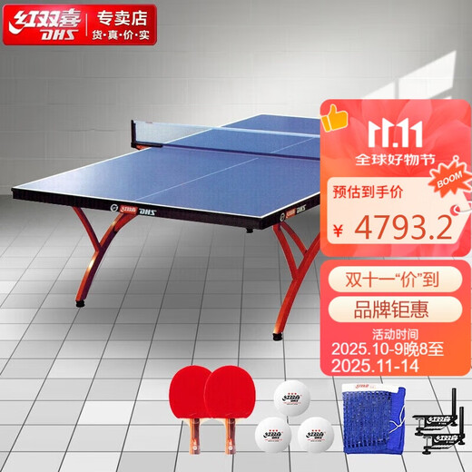 Double Happiness DHS table tennis table indoor table tennis table for training and competition (T2828) with grid/racquet/table tennis