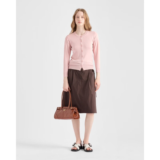 PRADA Bonnie series women's rosewood calfskin metal handbag 1BA426_2CYR_F04F2_V_MOO 1BA426_2CYR_F04F2_V_MOO