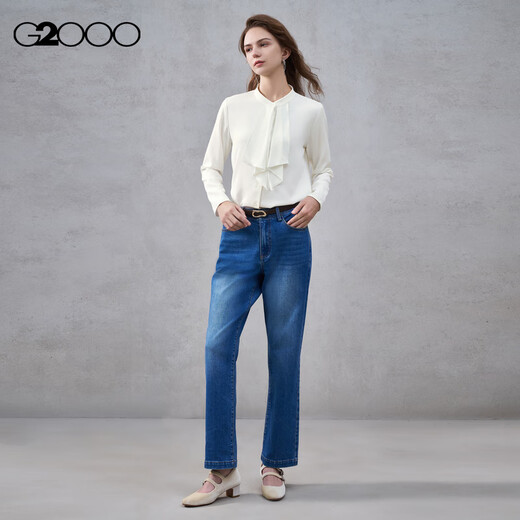 G2000 Banddesign/Textur/gleicher Stil in Einkaufszentren Damen 2025 Herbst und Winter bequemes langärmeliges Freizeithemd