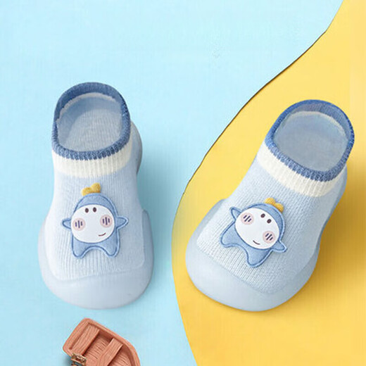 Tutu Dawen Baby Toddler Shoes Baby Floor Socks 0-1-2 Years Old Spring and Summer Children's Soft Bottom Drop-Out Indoor Early Education Cover Sky Blue 1 Pair One-size-fits-all Inner Length 12.5cm (Recommended 6-12 Months)