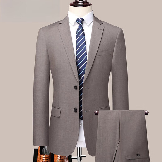 L Lilang's wool suit suit men's spring and autumn professional formal wear business casual banquet dress groom wedding navy blue 5XL 200