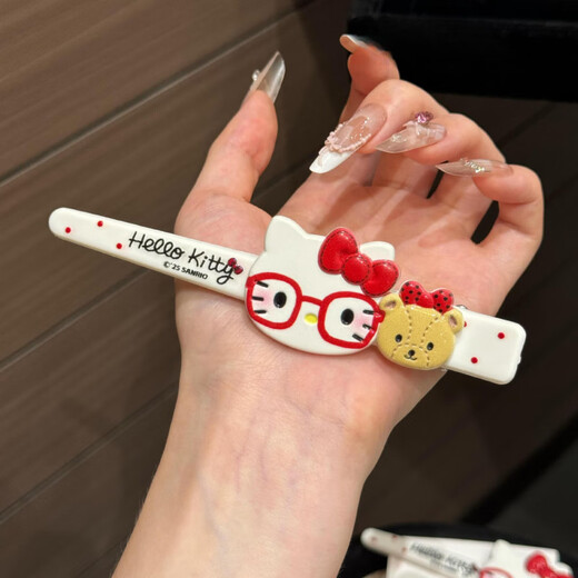 Songchuang Mengyu Japanese cute kitty cat hairpin large long duckbill clip bangs hairpin cartoon sweet girl side clip kitty hairpin red + white