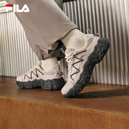 FILA official women's shoes Cat Claw 6 dad shoes sneakers 2025 autumn new shoes thick-soled casual shoes light gray purple/lavender-GA 37.5