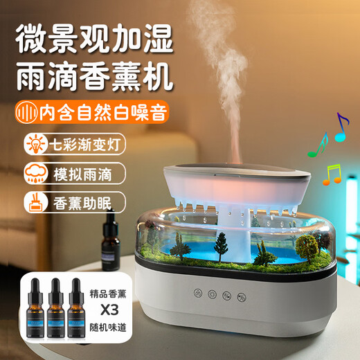 South Sandwich Aromatherapy Machine Automatic Scent Sprayer White Noise Humidifier Desktop Micro Landscape Home Bedroom Silent Colorful Ambience Light Large Fog White Noise Aromatherapy Humidifier Simulated Raindrops + Micro Landscape Silent + Z3 Bottle Essence