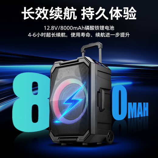 Philips (PHILIPS) SD617T 10-inch square dance audio outdoor stage high-power mobile portable trolley speaker wireless Bluetooth high-volume karaoke amplification with dual microphones