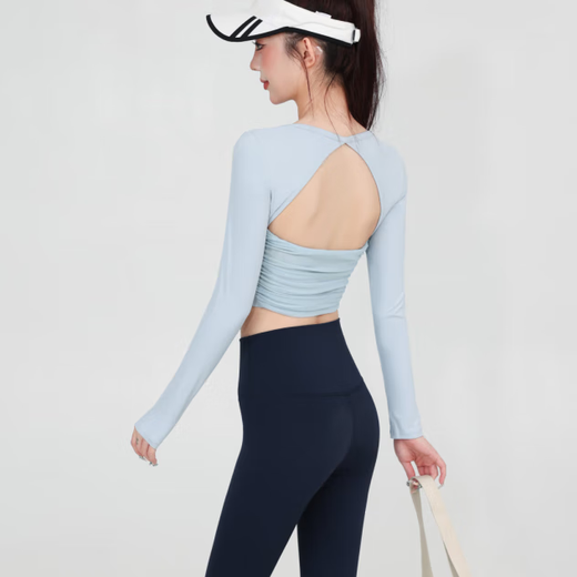 Youyou Yoga Wear Waist Slimming Fitness Long Sleeve Advanced Pilates Training Top J35088Y1U Coffee M