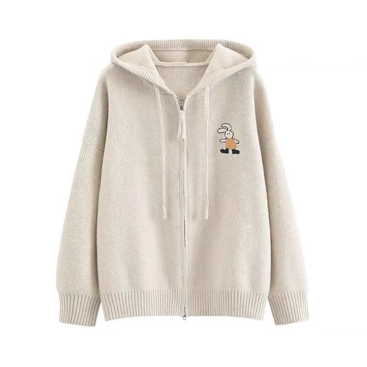 Suéter de cárdigan con capucha para mujeres 2025 Nuevo suéter gris suelto y otoño de la cremallera pequeña de la cremallera de la cremallera 1476 Khaki S [recomendado 80 Jin [Jin iguala 0.5 kg] -95 Jin [Jin iguala 0.5 kg]]]