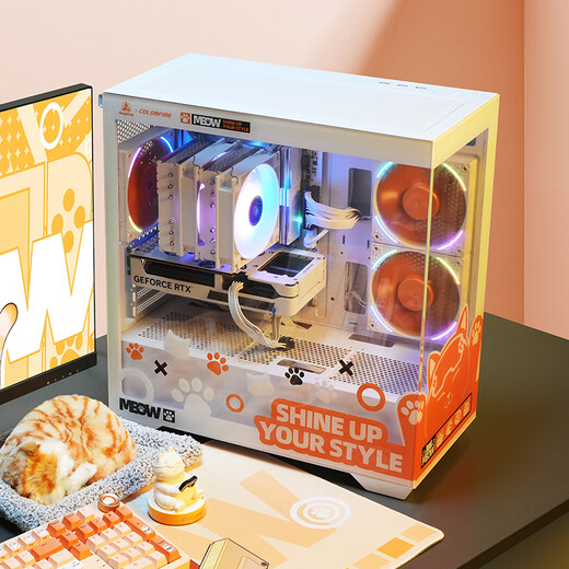 Colorful Orange Cat RTX 5060 Ti Orange Shadow Orange customized DIY assembly machine desktop computer host Intel i5-14490F Orange Cat 14600KF complete machine i5-14600KF +5060Ti Orange Cat