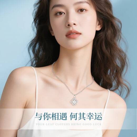 China Gold (CHINA GOLD) four-leaf clover platinum necklace women's light luxury platinum clavicle chain birthday gift for girlfriend and wife wedding anniversary practical four-leaf clover platinum pendant + pure silver flash O chain
