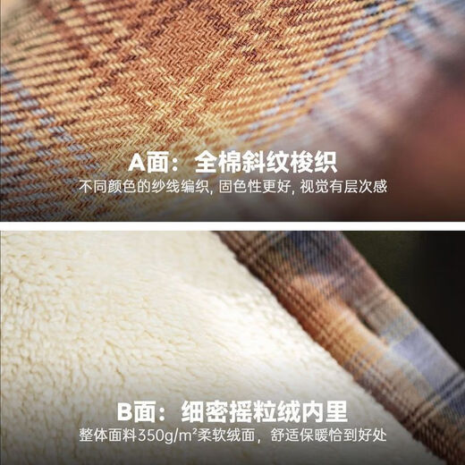 Madden Workwear Polar Fleece Plaid Shirt Jacket Men's American Retro Plaid Plus Velvet Warm Men's Long Sleeve Shirt Autumn and Winter Blue Brown Sleeves Not Velvet XL