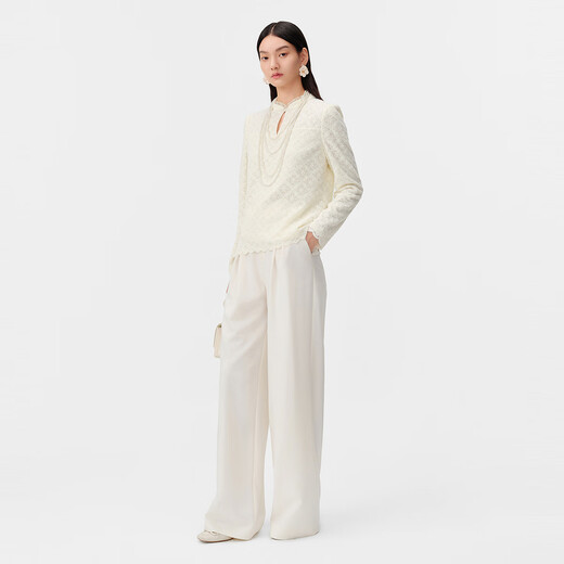 Cole Tier 2025 Winter New Elegant Water Drop Hollow National Style Disc Button Lace Shirt Women's Bottoming Shirt Light Orange XL