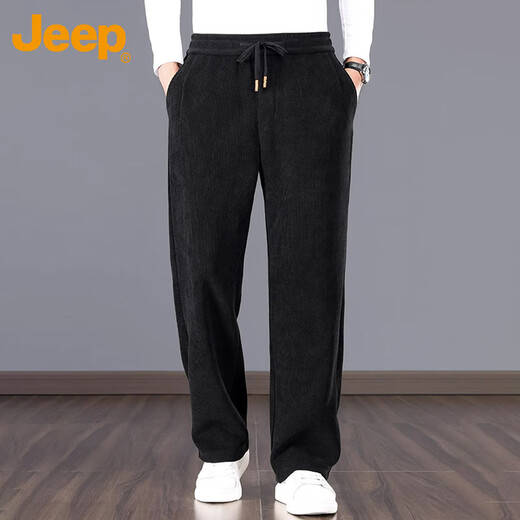 JEEP Casual Pants Men's Autumn and Winter Chenille Wide Leg Pants Men's Loose Pants Warm Sports Pants Dark Gray 3XL