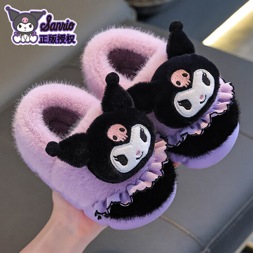 Sanrio Children's Cotton Slippers Girls' Summer Cartoon Cute Non-Slip Indoor Melody Cotton Slippers Upgraded Environmentally Friendly Material Pink Melody (Heel Included 12 Size 36/37 (Suitable for 35/36 Feet)