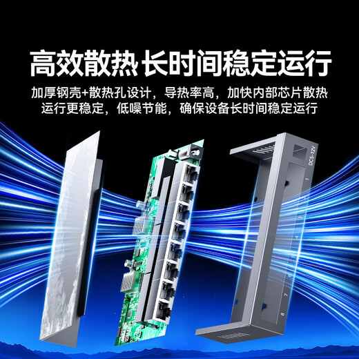 Shanze 8-port Gigabit steel shell switch network cable splitter business dormitory switch 4-port monitoring network extender hub splitter metal body TKQ08