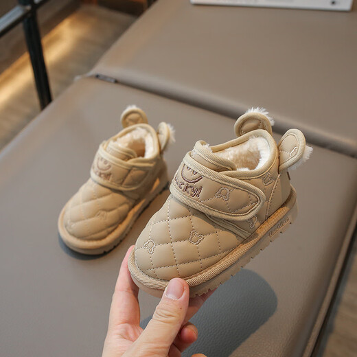 Tyrannis Yangma recommended baby girl cotton boots 2024 winter new 0-5 thickened boys' warm shoes girls soft sole black 18_inner length 12.0cm