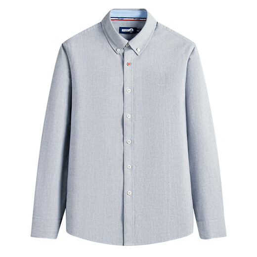 Navigare Italian small sailing oxford shirt men's spring and autumn pure cotton long-sleeved shirt casual commuting cardigan light gray XL /41