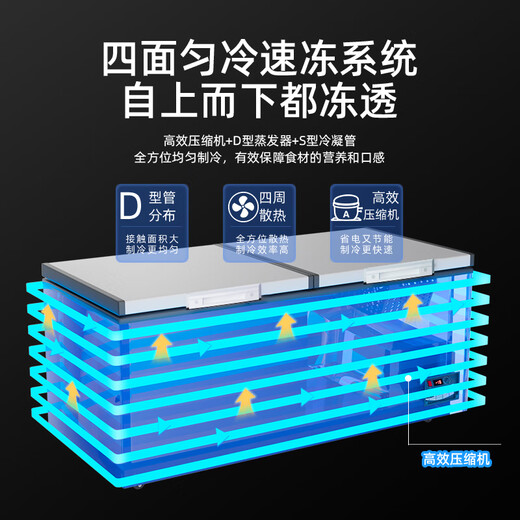 奥克斯（AUX）冰柜商用大容量全冷冻家用冷冻卧式冷柜单温冷冻冷藏冷冻柜顶开门300升以上双温商用大冰柜展示柜 【688单温】长1.65米 | 机械温控