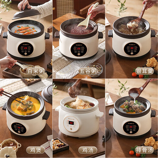 Chigo electric stew pot, steamer, electric cooking pot, stew pot, stew pot, casserole pot, stew and steaming, all-in-one food supplement pot, stew pot, soup cup, electric stew pot, electric casserole pot, soup pot, stew pot, 3.8L, purple clay model, reservation smart, no supervision 3.8L