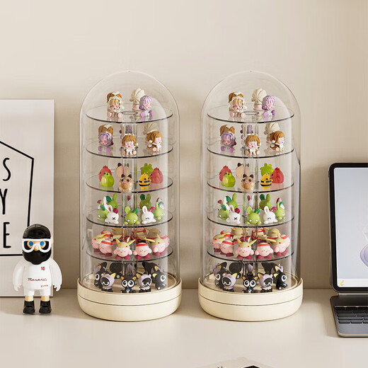 Cabinet Cute Bubble Mart Display Box Rotating Blind Box Ornament Display Cabinet Dustproof Acrylic Transparent Storage Box Sweet Heart Powder Large Size Free Glue (360 Rotations)