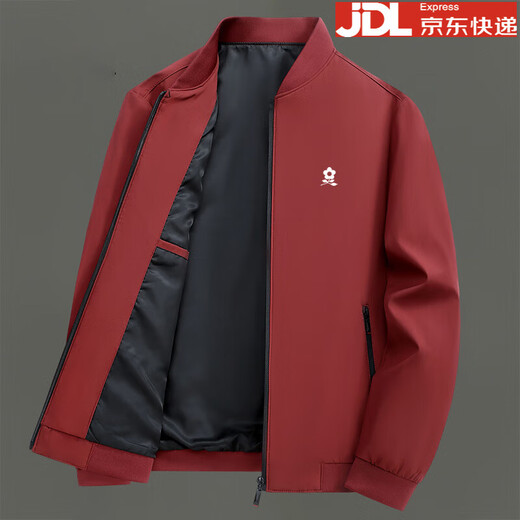Montagut Men's Jacket Spring and Autumn Jacket Business Casual Middle-aged Men's Solid Color Top Dad's New Style Red-2399 3XL Weight 170-185Jin Jin is equal to 0.5 kg