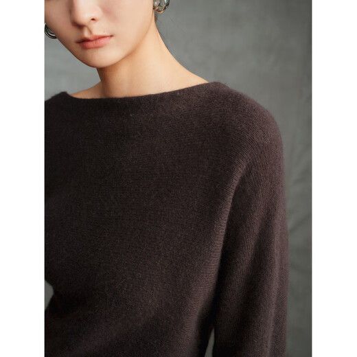 Ainos Estee Shopping Mall Same Style 2025 Winter New Commuting Off-Shoulder Cashmere Wool Sweater Sweater Women 41038033 Chocolate M