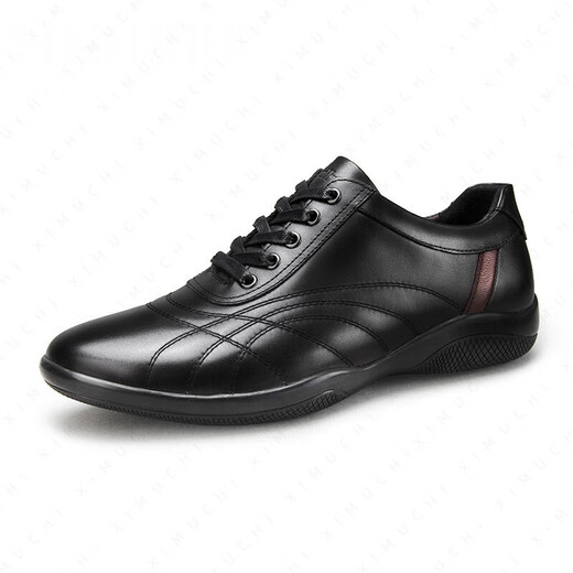 XIMUCHI brand business casual leather shoes for men, comfortable soft-soled sports shoes for men, versatile inner height increasing large size shoes for men, black 41 standard leather shoe size