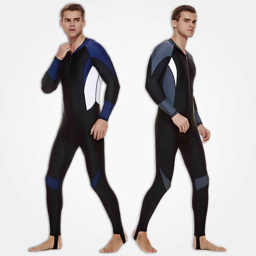 Sharbat quick-drying sun protection wetsuit men's one-piece long-sleeved trousers full-body swimsuit large size surfing and snorkeling wetsuit 1330 blue and black L 50-60KG