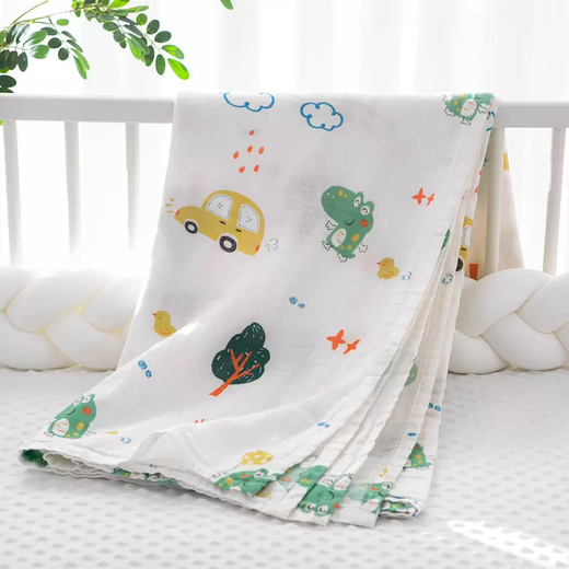Yusenyi Towel Quilt Gauze Pure Cotton Summer Thin Air-conditioned Room Cotton Class A Children's All-Season Cover Blanket Toddler 2-layer Kiwi Fruit Class A Material 120cmX150cm5cm