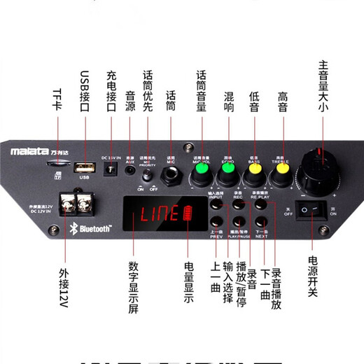 Malida 9017S Thor series audio outdoor K-song square dance audio home singing high-power subwoofer portable stage dance store stall trolley Bluetooth speaker 12 inches 9017S dual microphone / flagship version