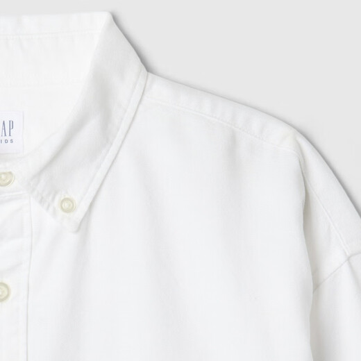 Gap Boys' Spring Style Embroidered Logo Long-Sleeved Shirt Fitted Children's Top US Version 605359 White 110/60 (4-5 years old)