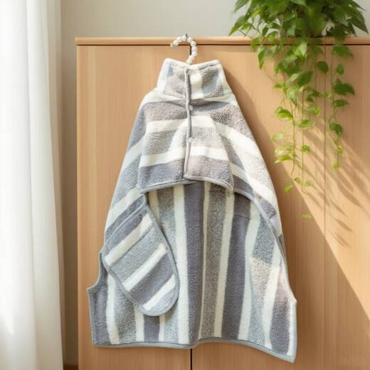 Pet-free dog bathrobe, fully wrapped quick-drying absorbent bath towel, cat Golden Retriever Shiba Inu bath towel, pet quick-drying towel, L size, gray and white stripes (60-90 Jin Jin equals within 0.5 kg), universal for dogs and cats