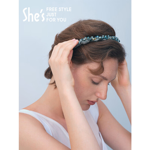 She s Qianzi Yaowo Declaration Flower Language Craft Crystal Hairband with Tooth Fashion Hairpin High Skull Headband Birthday Gift for Women Symphony Blue C0