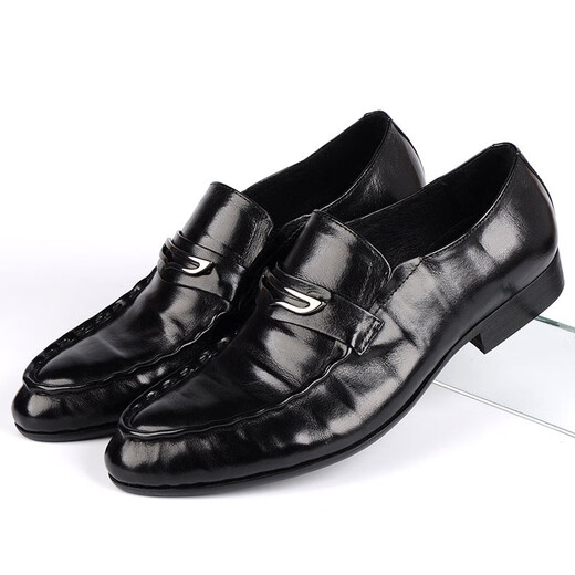 Walker Shop brand leather shoes for men 2025 new business pointed toe formal leather shoes soft surface soft bottom men's shoes breathable slip-on leather shoes high-end black brand men's shoes gift box packaging 40