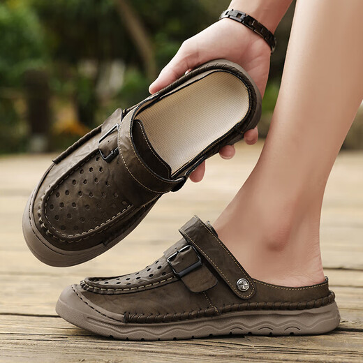 Sandalen Herren trendy Outdoor Sports Kleidung Bag-Toe Casual Schuhe Pantoffeln 2025 Neue Sommer atmungsaktiven Männer Beachschuhen braun [Mikrofaserleder A673] 47