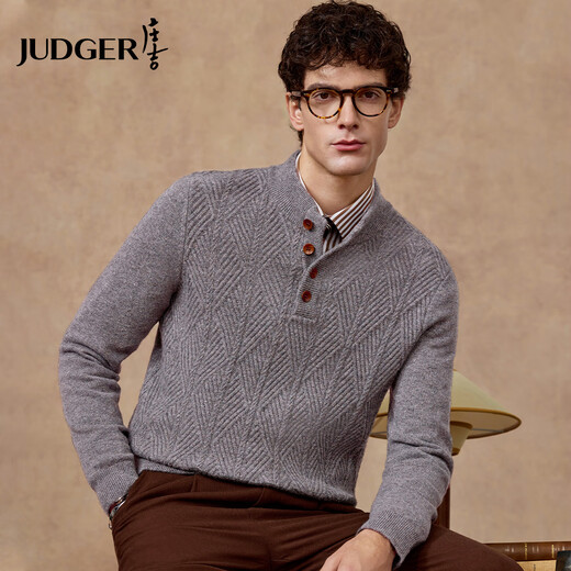 Judger 440g heavyweight 100% wool Judger men's pure wool sweater 2025 autumn and winter half-high Henry neck sweater