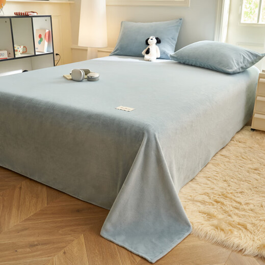 Antarctic winter thickened milk velvet sheets 1.8x2 meters sheet piece flannel quilt dormitory single plush bed cover MAX-baby blue thickened milk velvet warm and comfortable single sheet 230cm*250cm