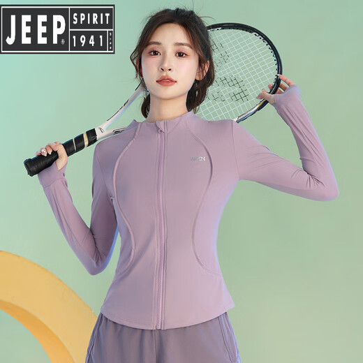 JEEP SPIRIT Outdoor Cycling Clothing Women's Autumn and Winter Gym Sports Jacket Yoga Wear Cardigan Zipper Quick-Dry Top Velvet Blue Jacket S