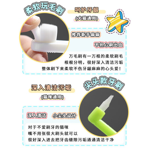 Jingdong Express Pet Brush Teeth Oral Interdental Brush 1000-Bristled Brush Finger Cover Dog Cat Small Head Soft Hair White 1000-Bristled Brush 1 Default