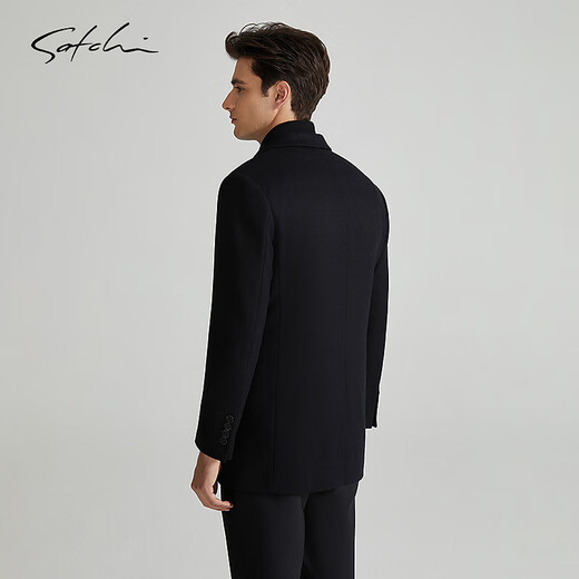 SATCHI Removable Goose Down Liner SATCHI Men's Woolen Coat 2025 Winter Mid-Length Wool Jacket Black M