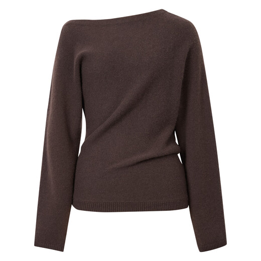 Ainos Estee Shopping Mall Same Style 2025 Winter New Commuting Off-Shoulder Cashmere Wool Sweater Sweater Women 41038033 Chocolate M
