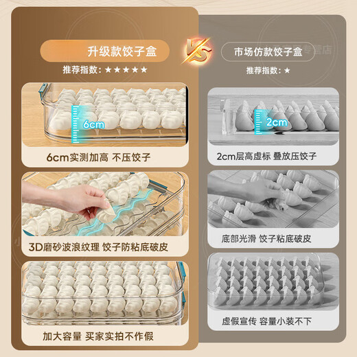 WCZ German dumpling box food-grade freezing special sealed fresh-keeping box dumplings and wontons frozen home kitchen ice upgraded antibacterial ink blue four layers and one cover