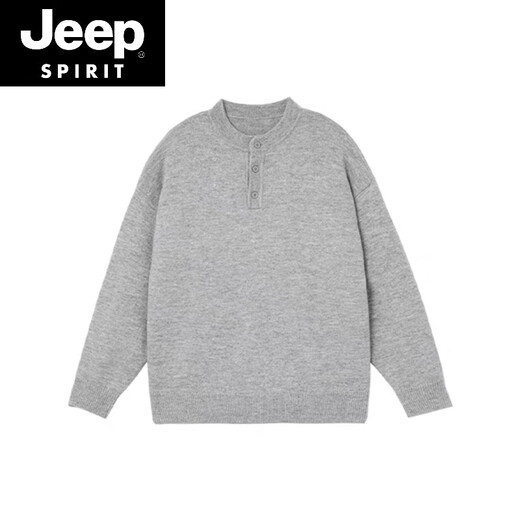 JEEP SPIRIT dark gray American retro Henry collar sweater men's winter cleanfit lazy style inner sweater dark gray M