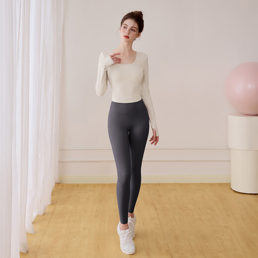 LULULMCCTN long-sleeved yoga clothes for women 2025 autumn and winter new Pilates professional training sports fitness suit milk white long-sleeved M
