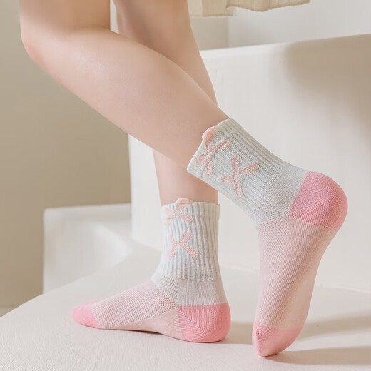 Yalu Girls Socks Girls Summer Thin Socks Студент Студент детские кожи для дышащих детских средних носков 5 пакет пары