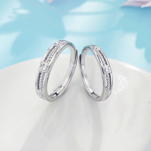 Beijing Gold Trading Center Co., Ltd. platinum ring pt950 platinum twisted imitation diamond couple ring proposal birthday Valentine's Day gift for girlfriend about 8.43g a pair