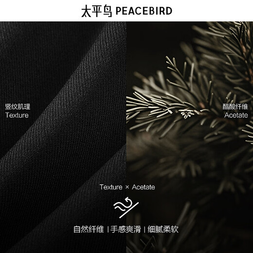 PEACEBIRD Men's Shopping Mall Sweatshirt Men's Acetate Fabric Black Lapel Sweater B1EAF1429 Black 1 L